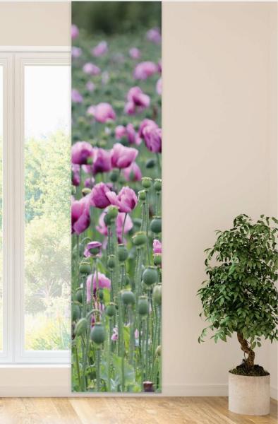 Flächenvorhang Mohnzauber in violett t, Schiebevorhang, Schiebegardine, modern, 60 cm breit, 2,65 m hoc